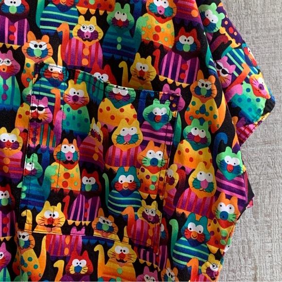 Neon Cat Scrub Top | S.C.R.U.B.S. | Size Large - Picture 2 of 6